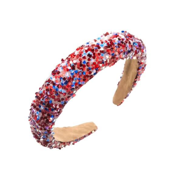 Red White and Blue Glitter Headband Red - Picture 1 of 2